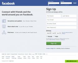 Facebook login page