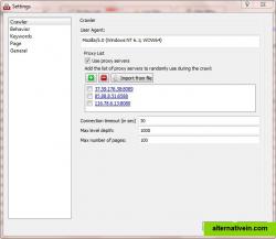 Crawler settings with a list of proxy servers to use