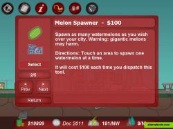 The melon spawner, one of a number of novelty tools.