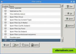 Filter rule preferences dialog