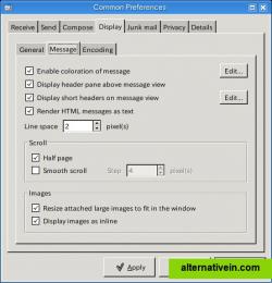 Common preferences dialog