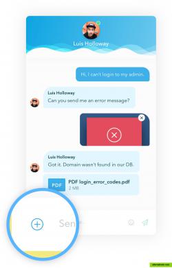 Transfer any file via HelpCrunch chat to your customers. Of course they can do the same ;)