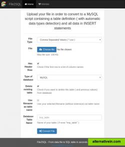 Convert from csv to mysql configuration screen.