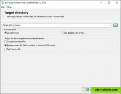 Selection of the output location, restoration mode and other recovery options