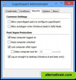 Keep computer logged on, Keep computer unlocked, lock after logon with delay