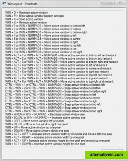 WinLayout - Shortcuts