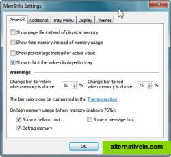 General settings iniclude choosing how and what to display in the tray's icon and custom warning level entry.