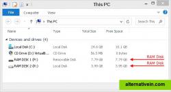 RAM disks appear in Windows Explorer