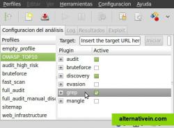 Main screen with OSWASP_TOP10 testing profile selected.