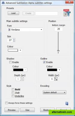 Subtitles setting