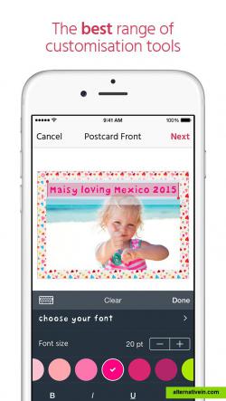 iPhone postcard text editor