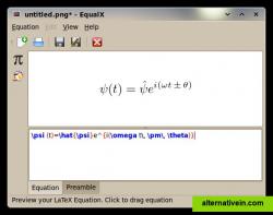 EqualX Editor window Type LaTeX, and EqualX shows your equation. 