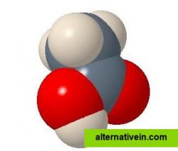 Acetic acid using CPK colors and spacefilled atoms. 