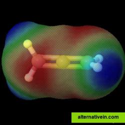 The electrostatic potential of allene mapped onto a translucent surface