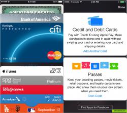 Screenshot of creditcards and advice for setting up new cards and passes.