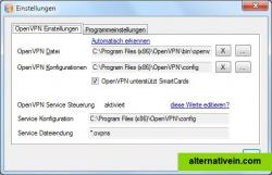 settings window (German translation)