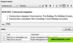 Notes and links in RationalPlan