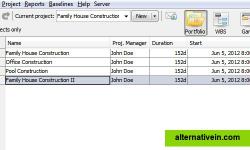 Project portfolio in RationalPlan Project Management Software 