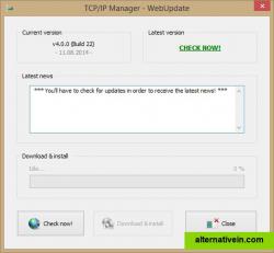 WebUpdate window (TCP/IP Manager v4.0.0.22)
