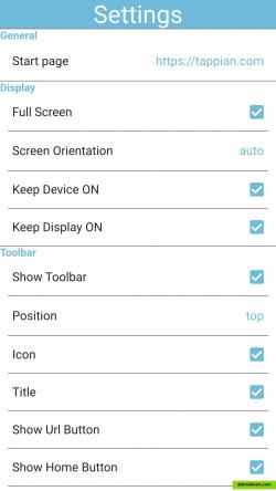 Settings screen