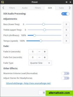 SOX Audio Processing Options