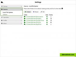 Exselo Settings overview of indexed folders.