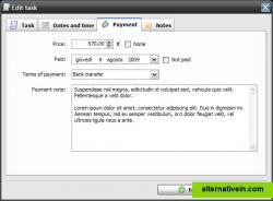 Task editing. Payment details