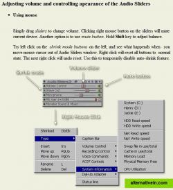 Control panel interface (with basic skin) and a description of functions.