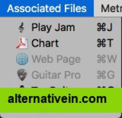 Associate tabs, jam tracks, pdf charts, notes (Word, Excel) to any video/audio track