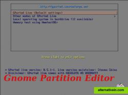GParted Live boot menu. 