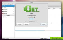 uGet 1.10.4 - Main Window plus About Box on elementary OS