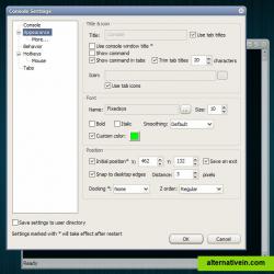 Settings window