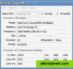 Core Temp main window