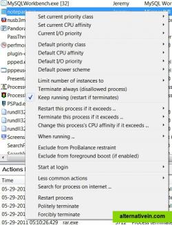 Process Content Menu