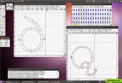 FontForge editing the font "Santana" on Ubuntu 10.10