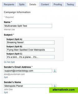 Multivariate Split Test Subject