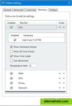 Monitoring settings