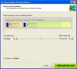 Resizing selected volumes