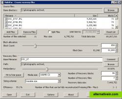 Preparing to generate a par2 data set to protect a photography archive with MultiPar.