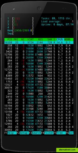 htop running natively