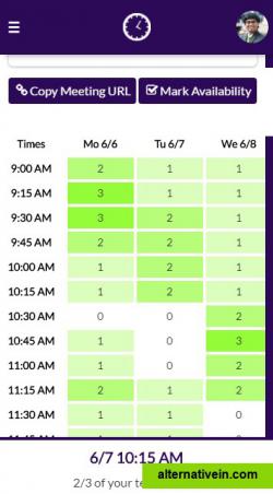 Time Grids make it easy to see the best date and time to meet.