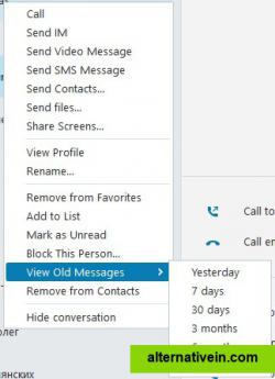 Contact's context menu