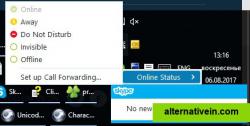 Online statuses on system tray and notification's message