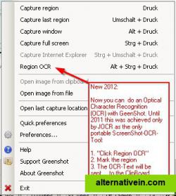 New 2012: Greenshot OCR-Function