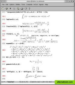 Maxima running in GNU Emacs with Imaxima mode