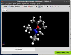 A simple molecule in a small Avogadro window. 