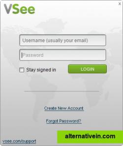 Vsee Login screen