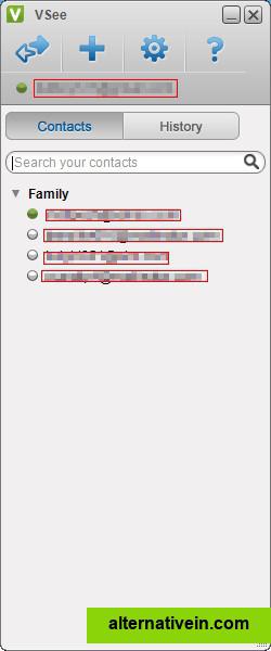 Vsee Contacts Screen (E-mails are obscured)