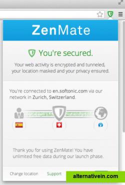 Zenmate on screen of mobile device