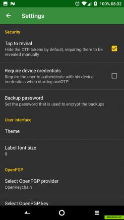 Settings (dark theme)